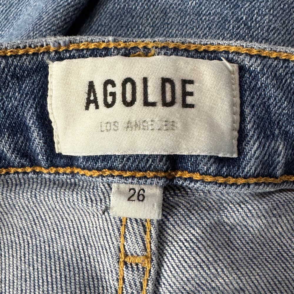 AGOLDE SZ 26 Pinch Waist Skinny Jeans Zip-Fly Hi-Rise Distressed Stretch Blue - Picture 8 of 9